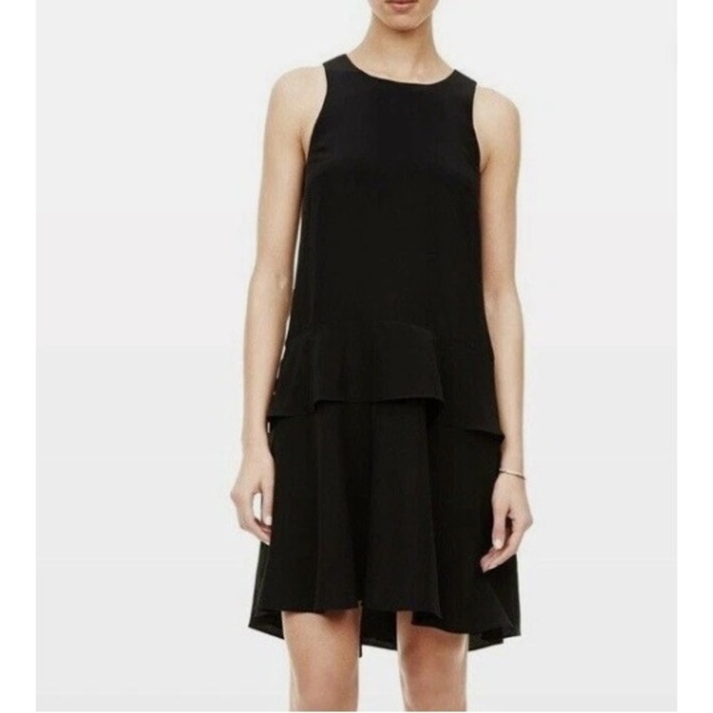 Club Monaco Nora 100% Silk Black Dress | Sleeveless Peplum Dress | Size 12